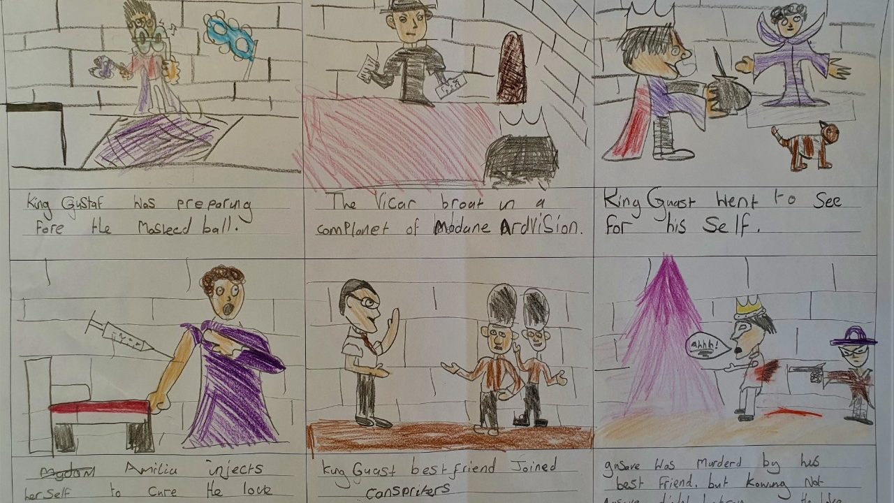 Storyboard project from a student attending the 2020 Schools' Matinee